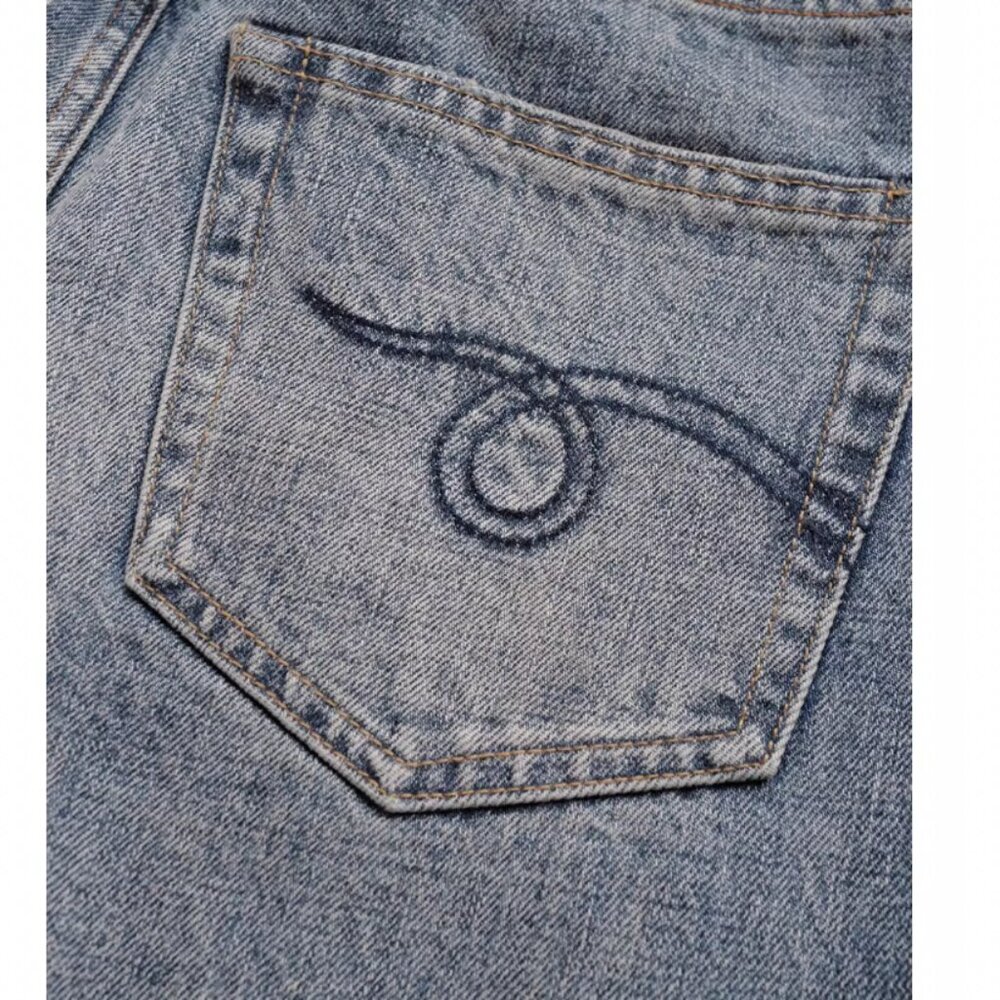 LIMITED NWT R13 Cuffed Crossover Straight Leg Jeans Estin Selvedge Blue - Picture 9 of 10